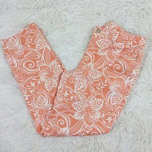 😻 4/$25 Apricot & White Print Jeans by Vacation 6 EUC